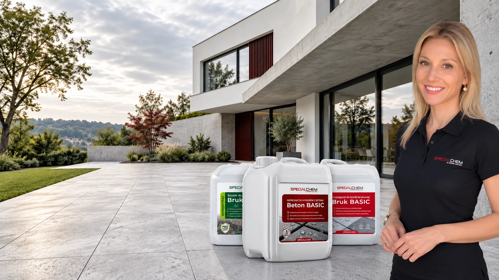 Iza i produkty SPECIALCHEM na tarasie przy nowoczesnym domu